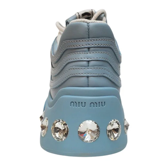 Miu Miu Women's Crystal-Embellished Chunky Sneakers Cielo Light Blue
